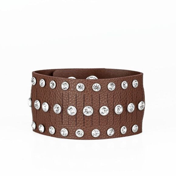 ** New** Leather look with rhinestones wrap bracelet - Picture 2 of 2